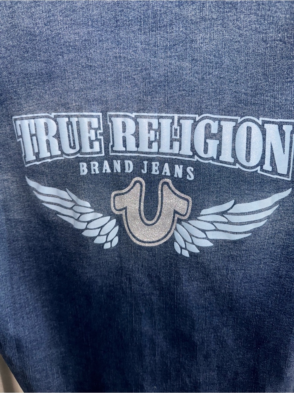 True Religion Brand Jeans Back Graphic Denim Button-Down Shirt NWT - Picture 4 of 6
